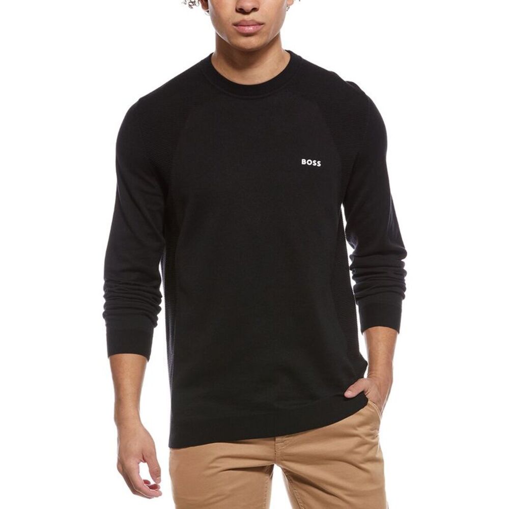 Hugo Boss Mens  Momentum Crewneck Sweater, Black